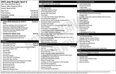 2020 Jeep Wrangler Sport S