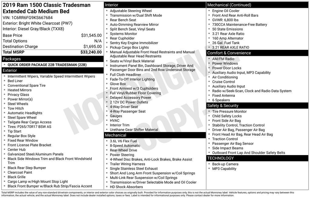 2019 RAM 1500 Classic Tradesman