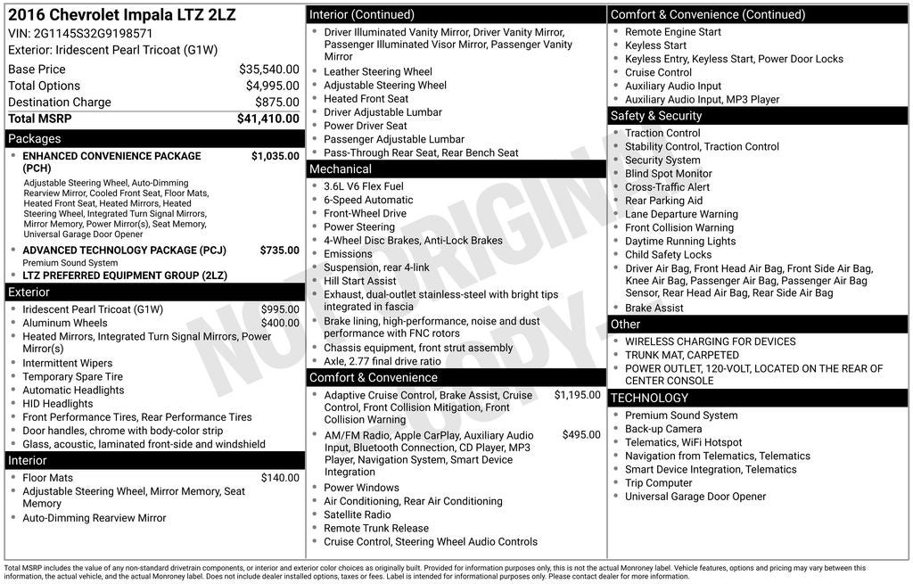 2016 Chevrolet Impala LTZ 2LZ