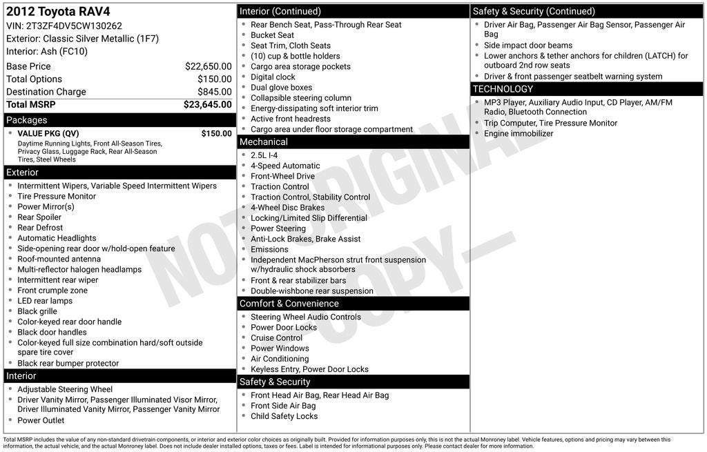 2012 Toyota RAV4 Base