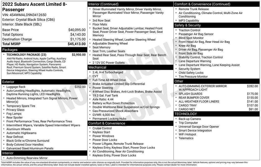 2022 Subaru Ascent Limited