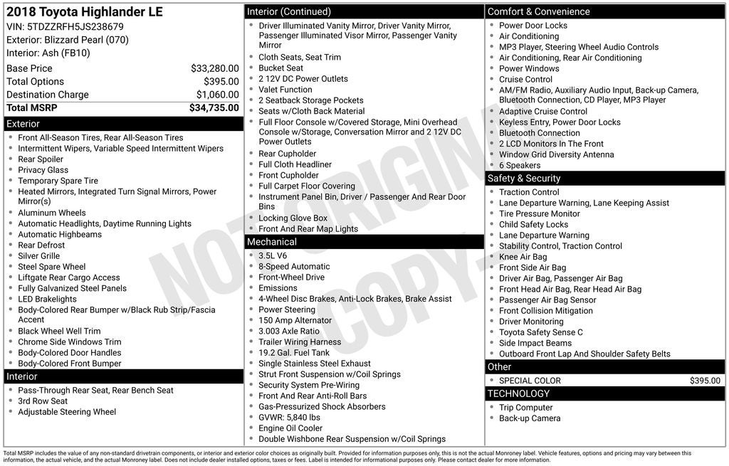 2018 Toyota Highlander LE Plus
