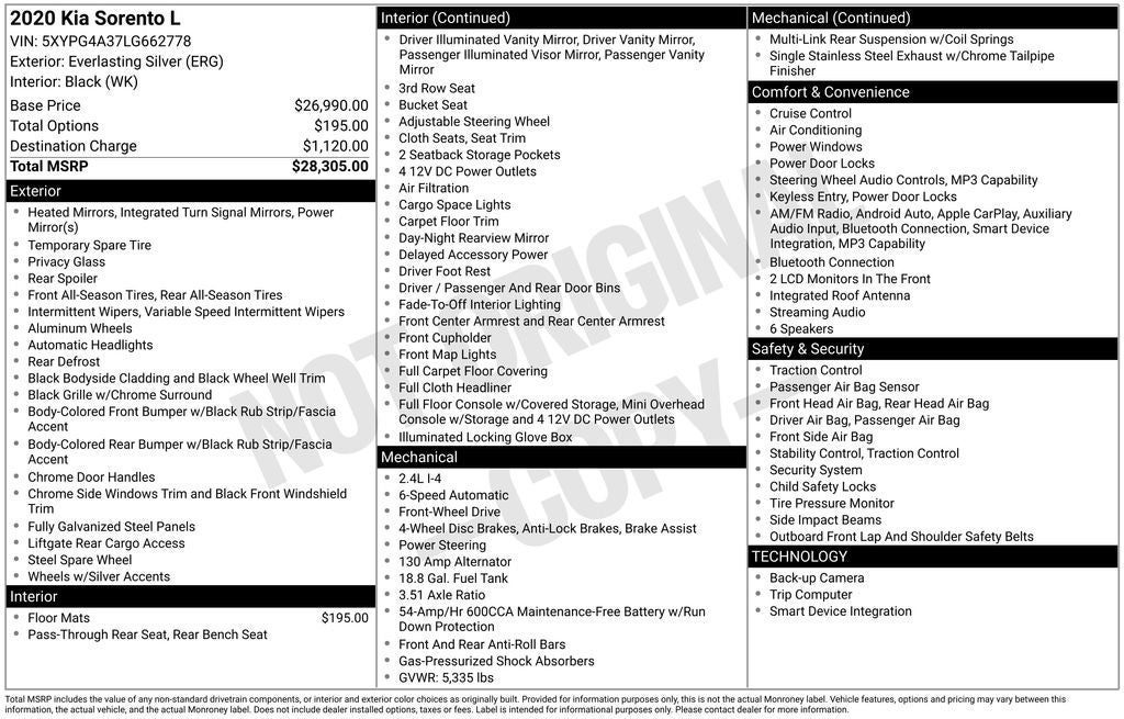 2020 Kia Sorento L