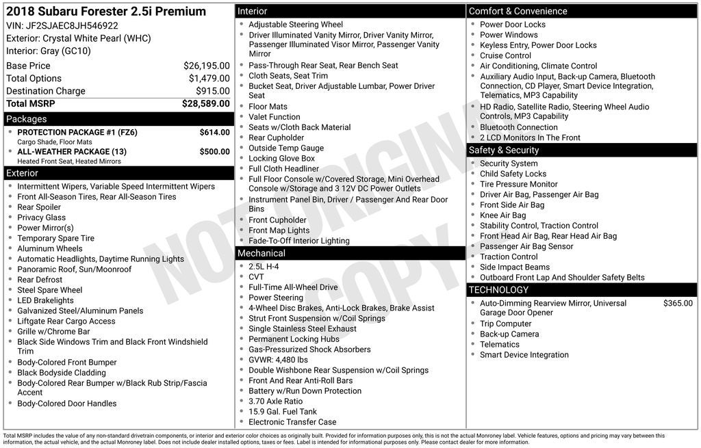2018 Subaru Forester 2.5i Premium