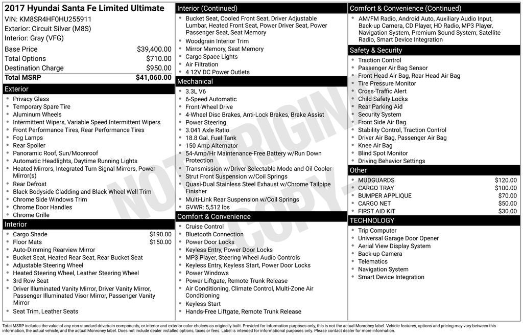 2017 Hyundai Santa Fe Limited Ultimate