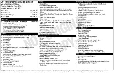 2018 Subaru Outback 3.6R Limited