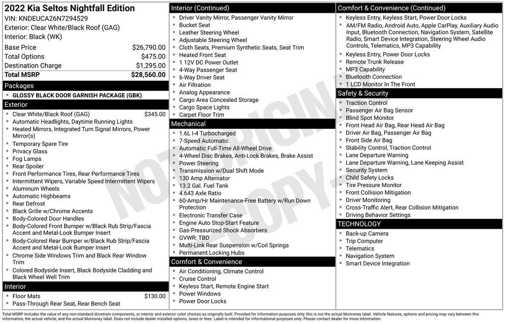 2022 Kia Seltos Nightfall